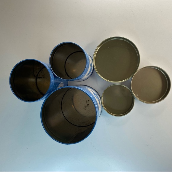 Vintage Country Kitschy Blue White Geese Nesting Tins Storage Canisters - Picture 5 of 6